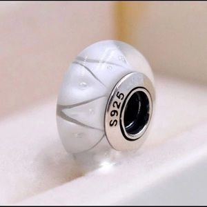 Pandora Lampwork White Murano Glass Charm, s925 authentic